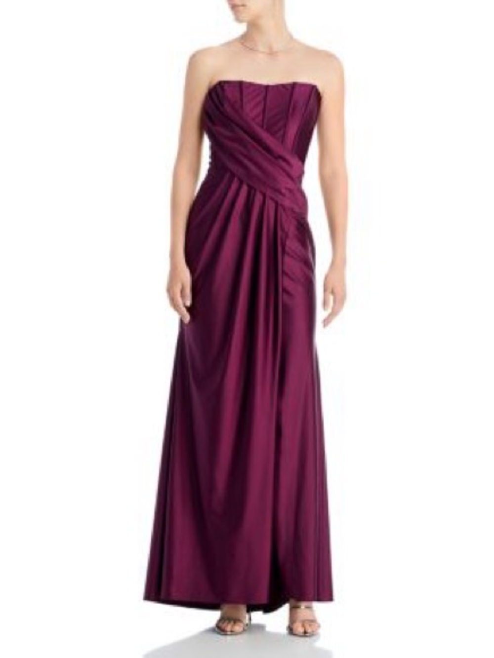 Aqua Strapless Plum Evening Gown